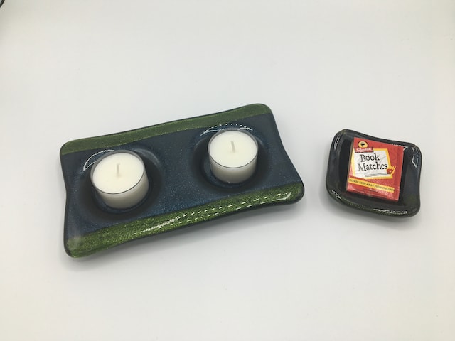 Tea Light Holder with Matchbook Dish #3, Image 1.