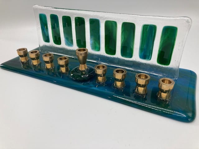 Menorah with Brass Cups by Shayna Heller 