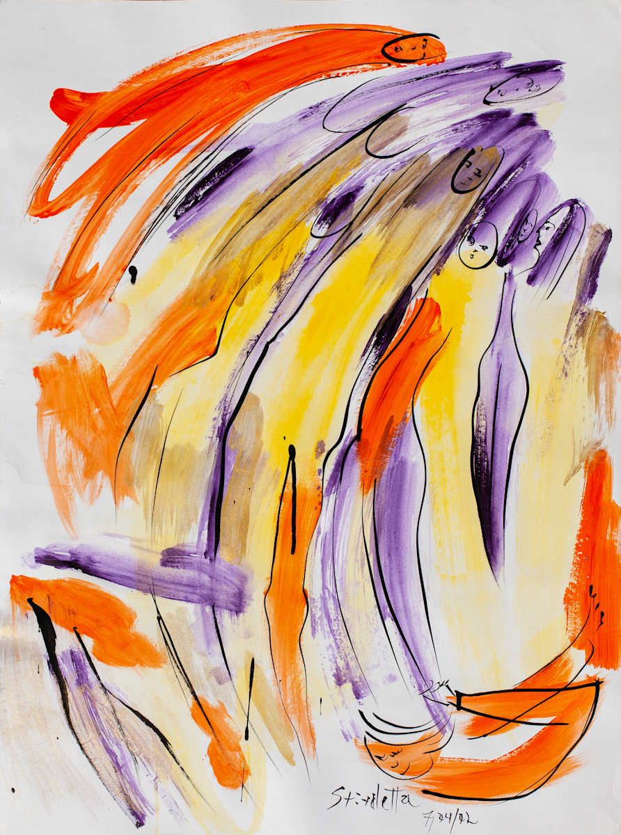 Gestual en amarillo y violeta by Stivaletta, Mabel Rosario 