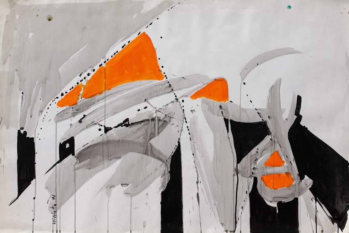 Composición con tinta y amarillo by Stivaletta, Mabel Rosario, Image 1.