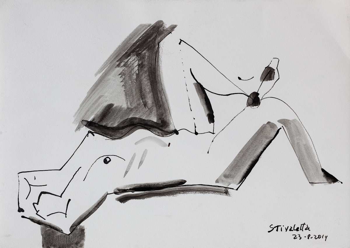 Modelo acostada con pierna elevada_ by Stivaletta, Mabel Rosario, Image 11.