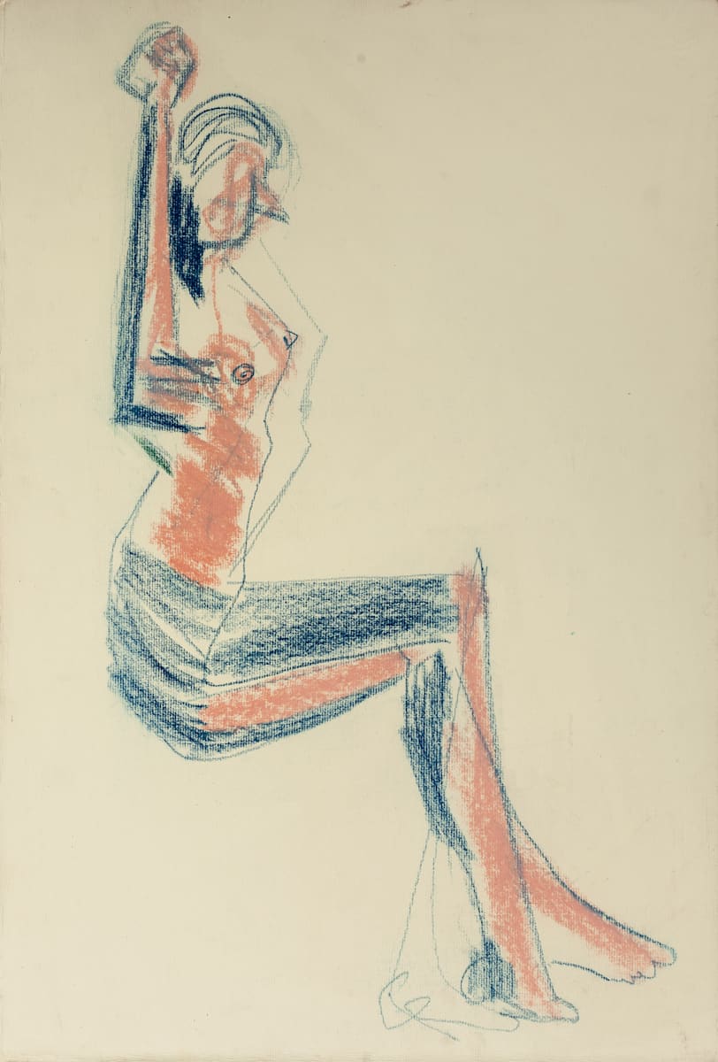Modelo sentada con brazos extendidos_ by Stivaletta, Mabel Rosario 