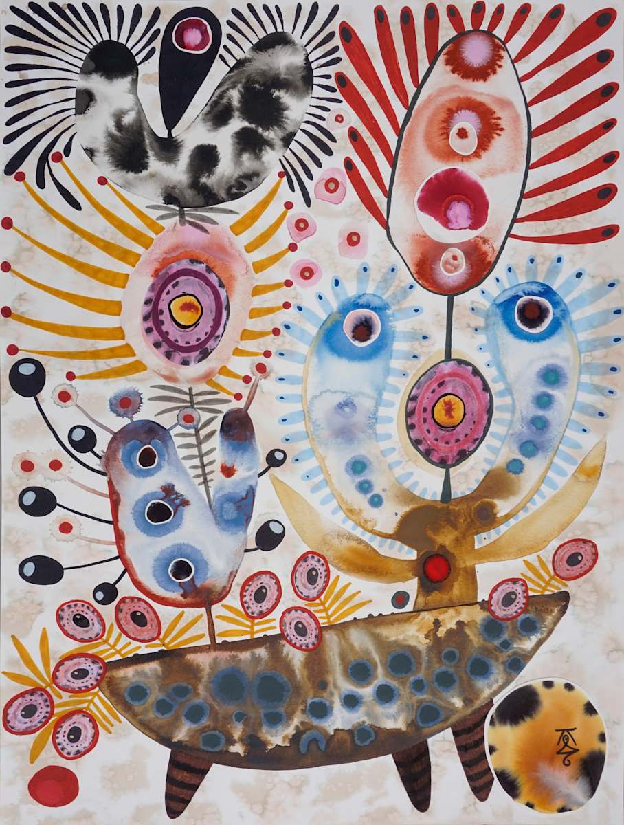 Potted plant in glazed footed bowl by Krisanne Souter 