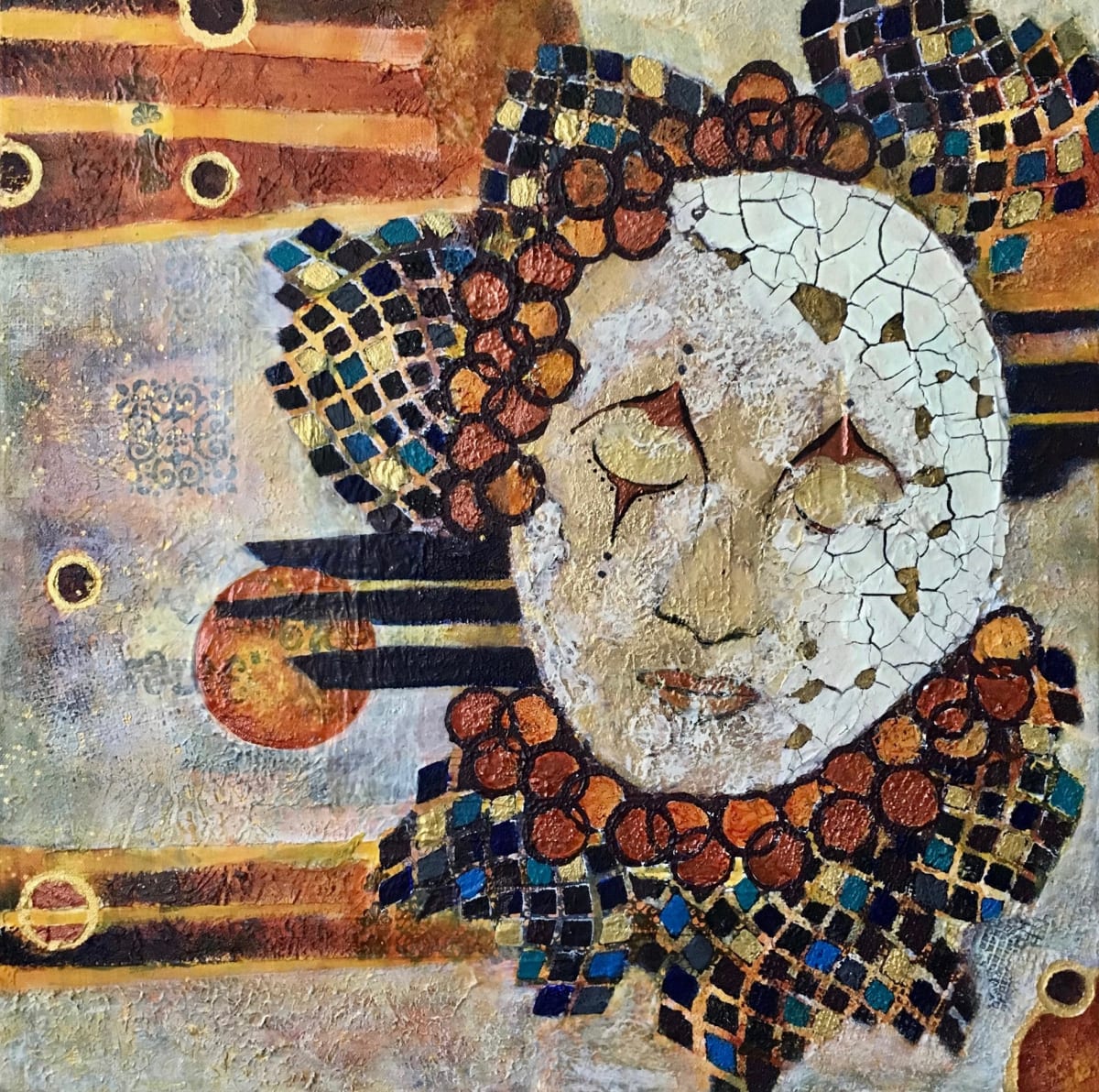 Imbedded by Melissa Brauen  Image: Many layers of various texture mediums and paint on gallery wrapped canvas 