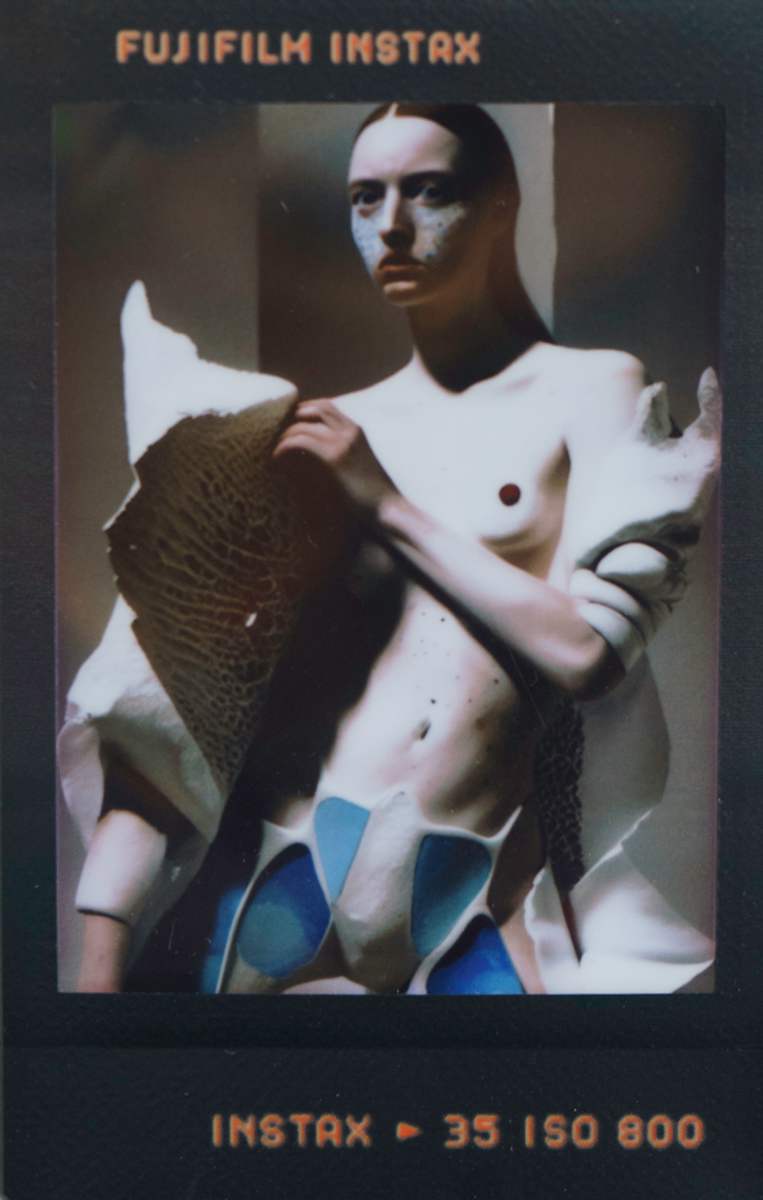 Scale Armor / Pattern Firewall by Maria Lankina  Image: A figure appears coated in layered pattern armor, like a firewall rendered as clothing.