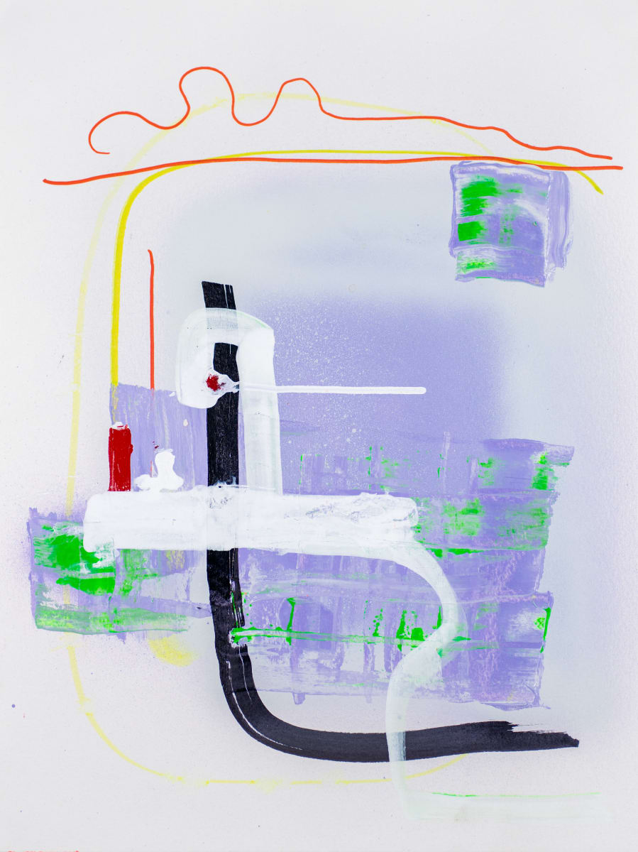 Lavender Pause / Interval Field I by Maria Lankina  Image: A soft lavender ground with a white bar and vertical block creates one of the quietest, most spacious fields in the group.