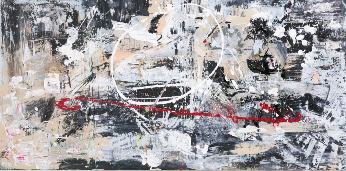 Scrape Offering / 72x36’ by Maria Lankina  Image: Mixed media painting with gel transfer and scraped acrylics. 72 x 36 in. Created in 2012. Hidden symbolic elements and layered abstraction on canvas.