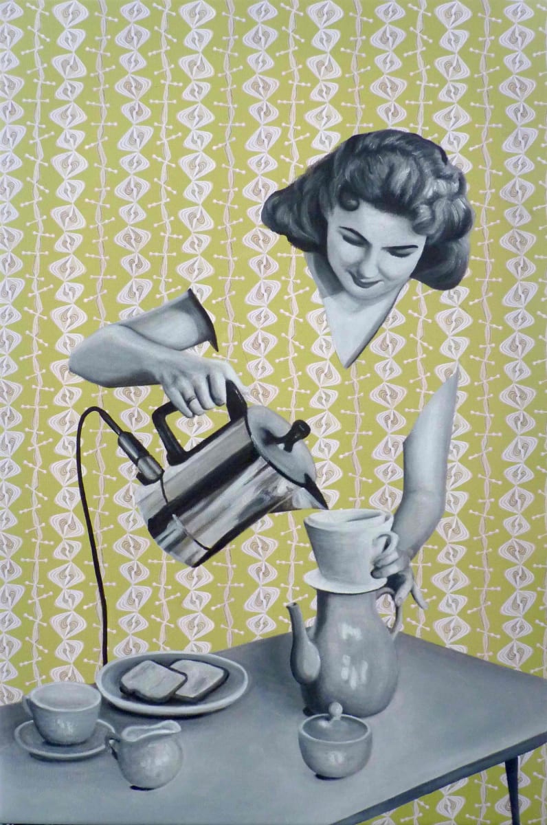 Julia Making Coffee by Kristina Kanders  Image: The original painting is sold. See more options under PRINTS if you love this image.
Das Originalgemälde ist verkauft. Unter KUNSTDRUCKE finden Sie weitere Optionen, falls Sie sich in das Bild verliebt haben. 