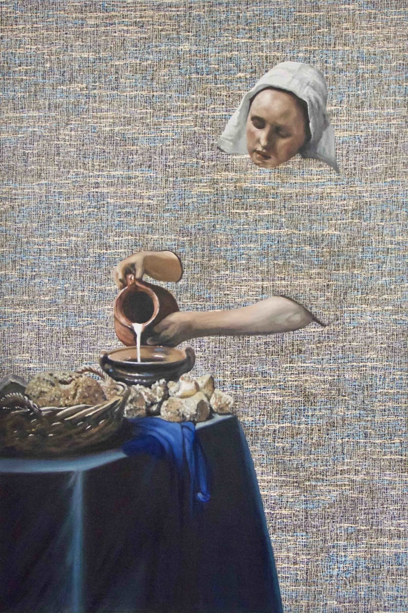 Milk Maid after Vermeer by Kristina Kanders  Image: The original painting is sold. See more options under PRINTS if you love this image.
Das Originalgemälde ist verkauft. Unter KUNSTDRUCKE finden Sie weitere Optionen, falls Sie sich in das Bild verliebt haben. 