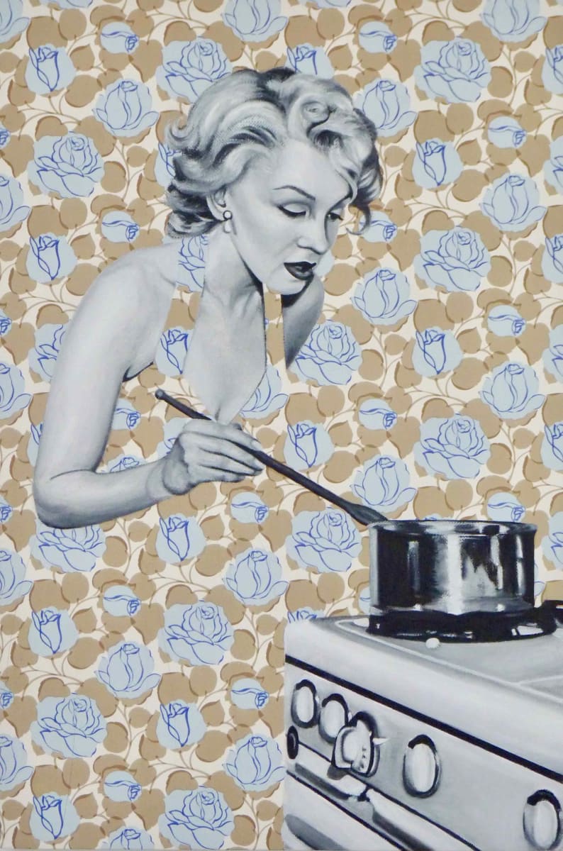 Marilyn Cooking by Kristina Kanders  Image: The original painting is sold. See more options under PRINTS if you love this image.
Das Originalgemälde ist verkauft. Unter KUNSTDRUCKE finden Sie weitere Optionen, falls Sie sich in das Bild verliebt haben. 