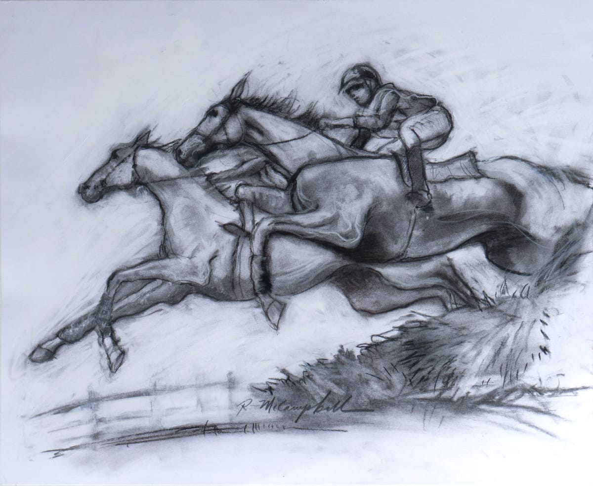 Charcoal Study for a Steeplechase Painting #2  Image: Steeplechase Racers study