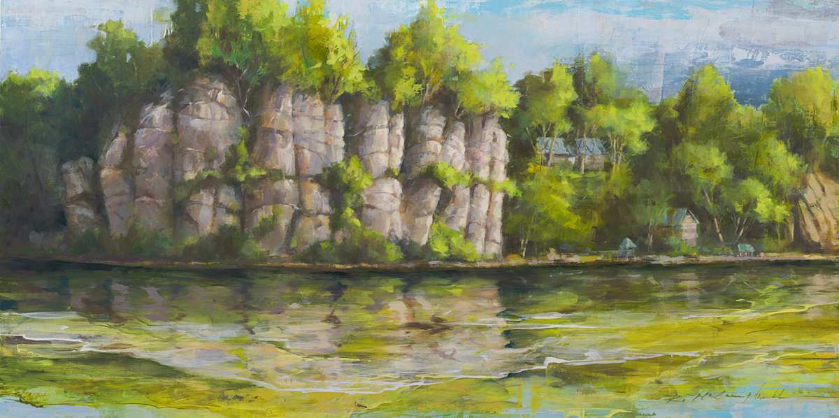 Sequoyah Sentinels by Rachael McCampbell  Image: Oil on cradled panel, 24" x 40"x 1.5" by Rachael McCampbell © 2025