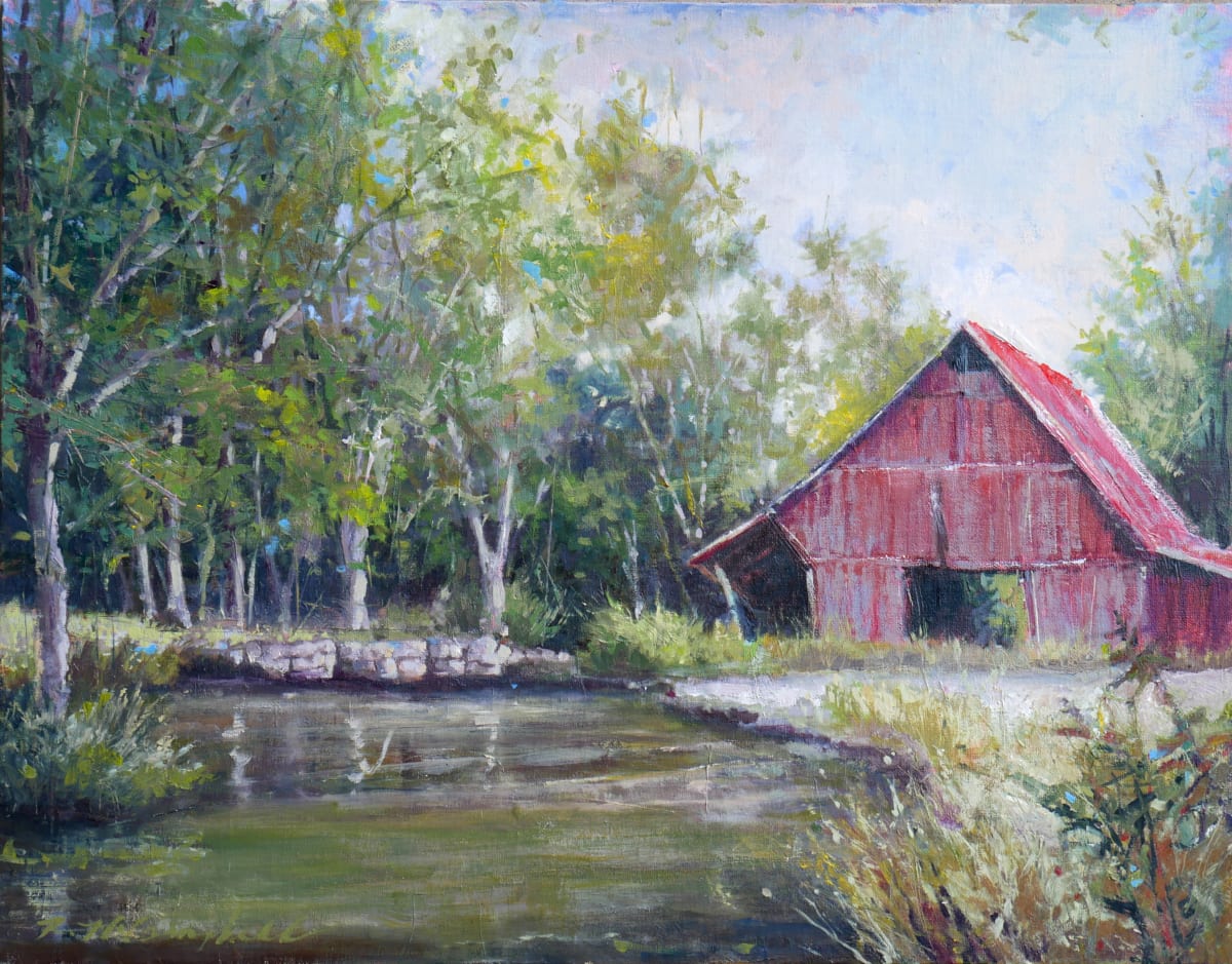 Justin's Barn  Image: Plein air painting, Oil on panel, 12 x 16" by Rachael McCampbell © 2021