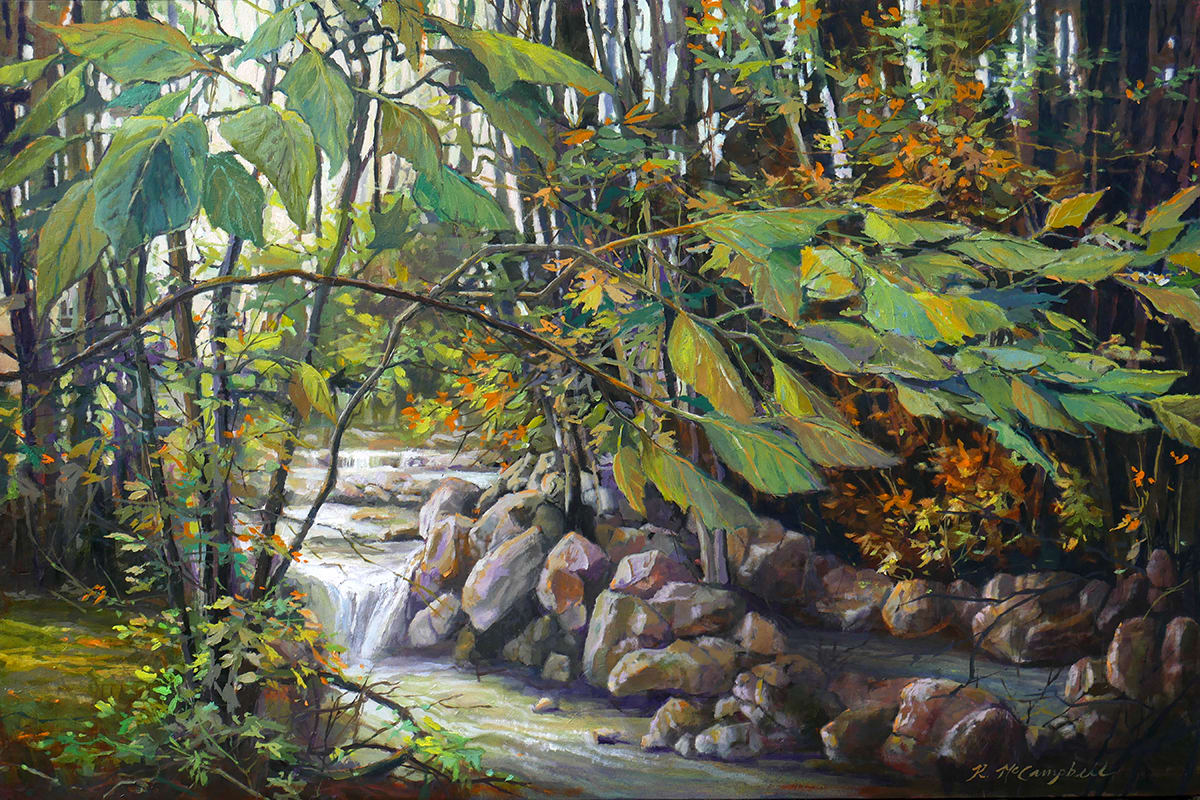 Norton Creek by Rachael McCampbell  Image: Oil on cradled panel, 24 x 36" by Rachael McCampbell © 2021