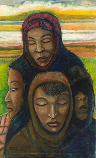 UNTITLED (Four Faces) by Hampton Olfus Jr. 