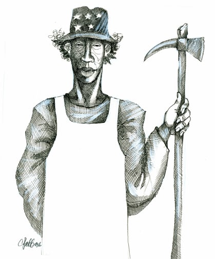 UNTITLED (Man w/ axe) by Charles A. Bibbs, Image 1.