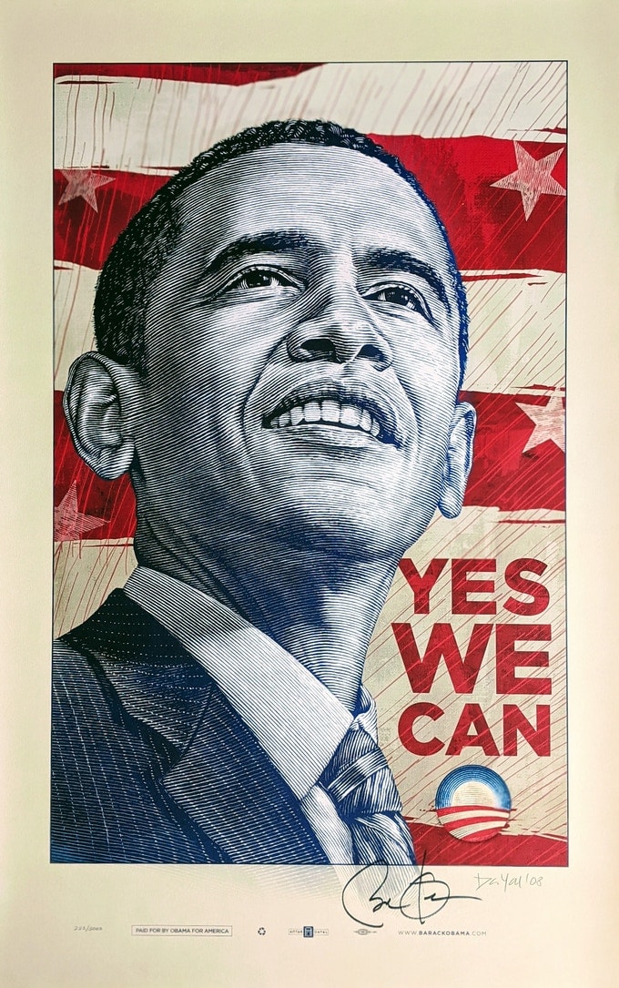 “YES WE CAN” Official 2008 Obama for America Campaign Poster by Antar Dayal 