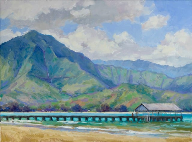 Passing Clouds Hanalei Pier by Jeni  Prince 