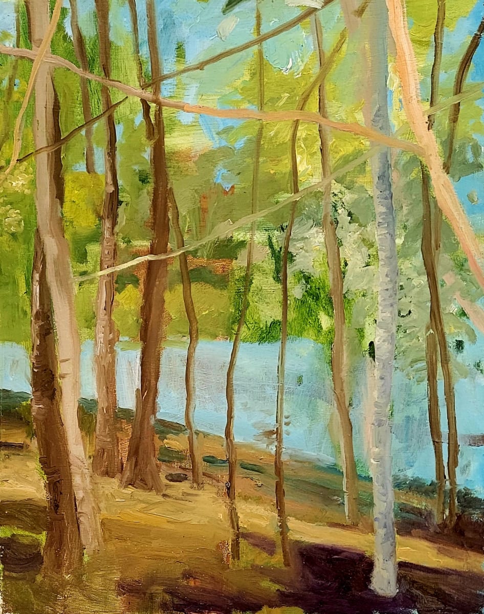Trees by Lake by Joe Roache 