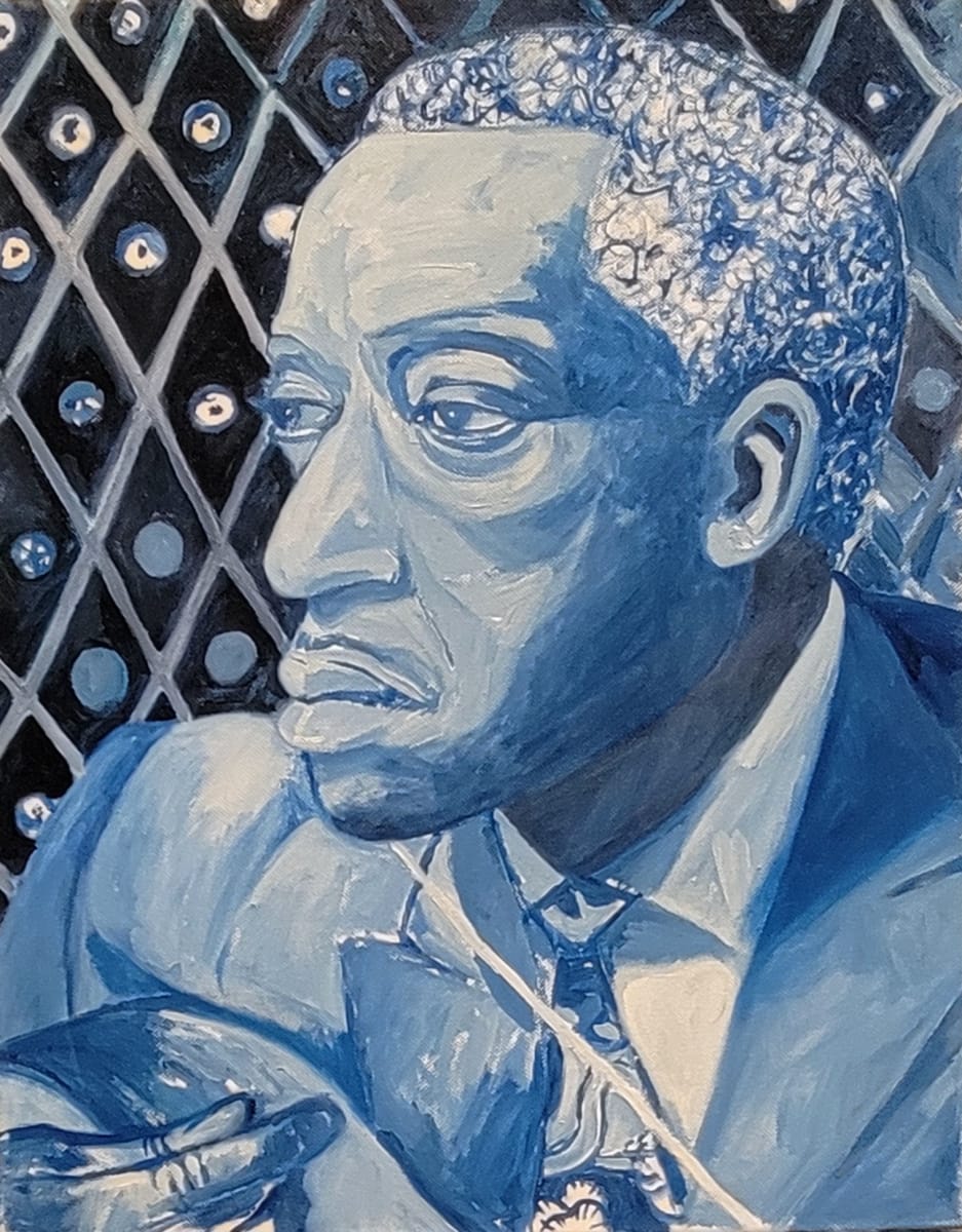 Blues Man before Blue Wallpaper by Joe Roache 