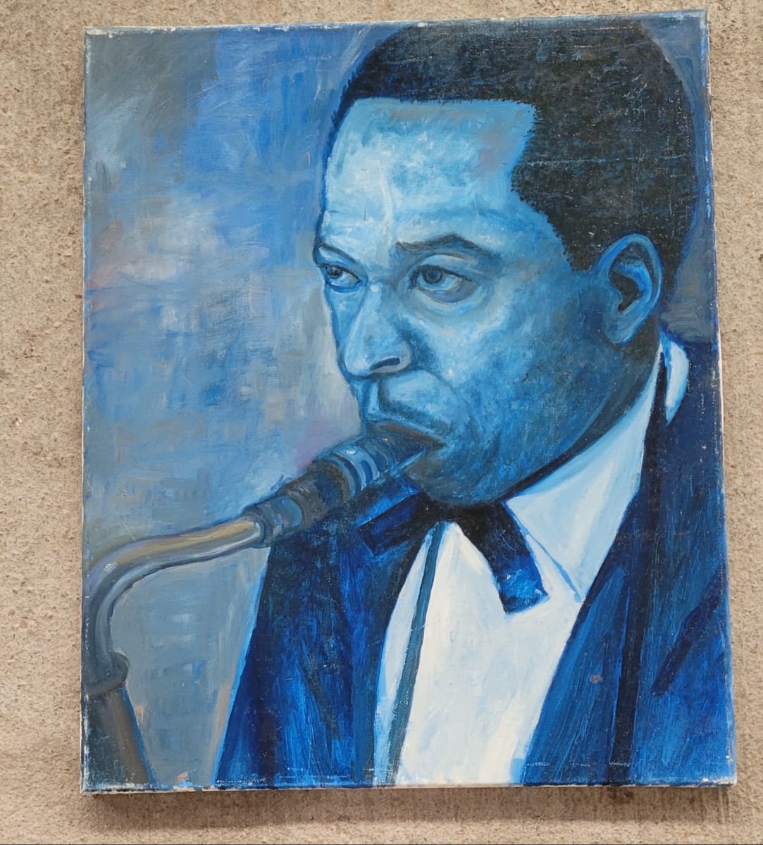 Sax Man in Blue by Joe Roache 