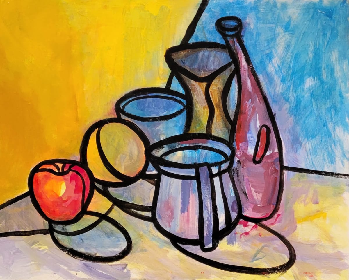 Apple and Wine Bottle by Joe Roache 