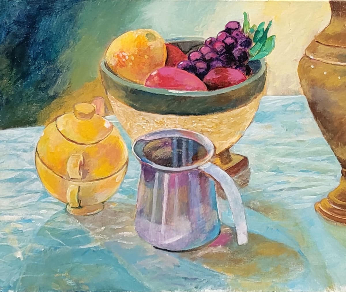 Silver Cup and Bowl of Fruit by Joe Roache 