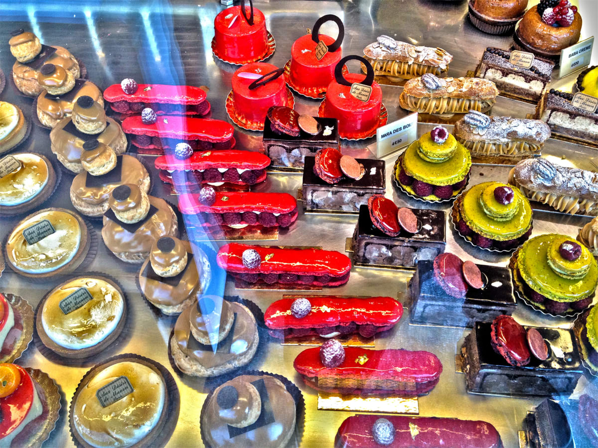 Cakes in a Window in Paris 