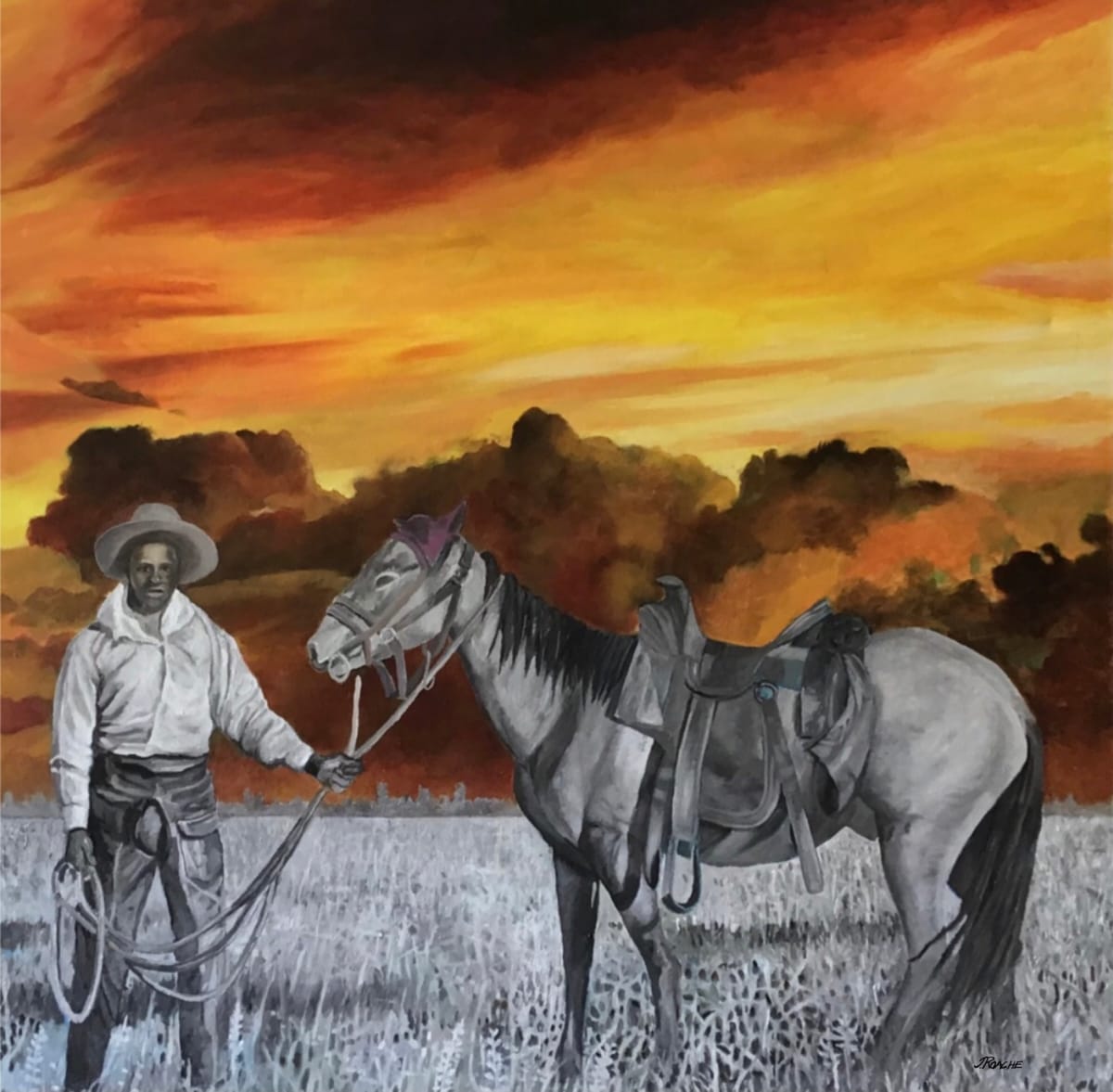 Black Cowboy in Colored Landscape 