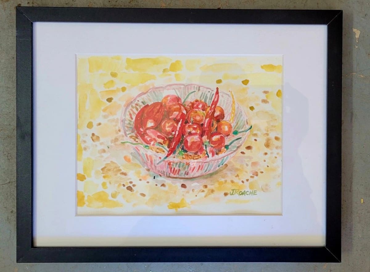 Cherries and Peppers in a Bowl by Joe Roache 