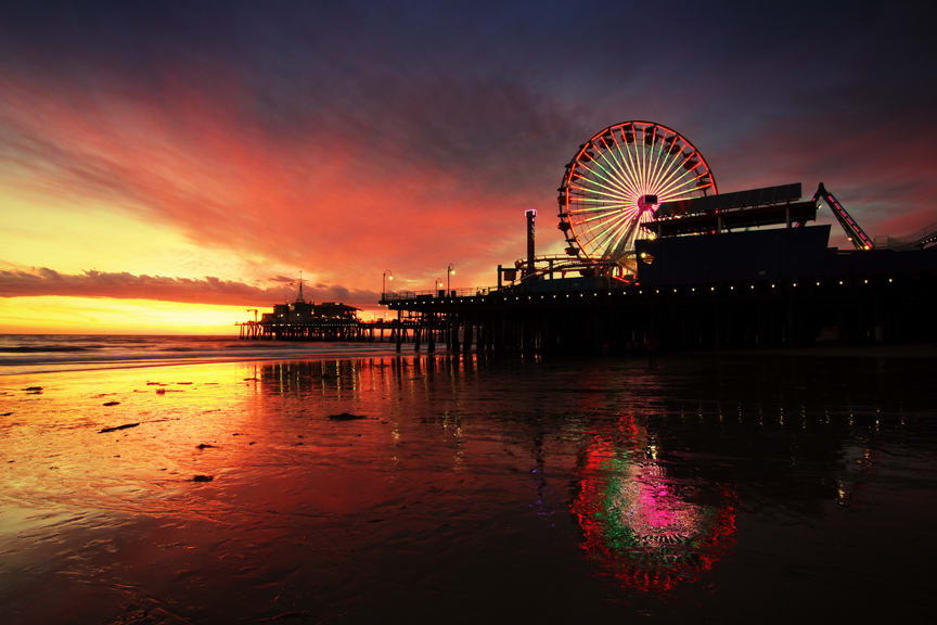 Historic Santa Monica Pier at Sunset by Mark Peacock