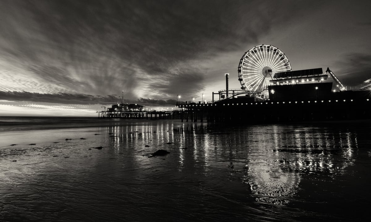 Santa Monica Pier at Dusk by Mark Peacock  Image: Photograph