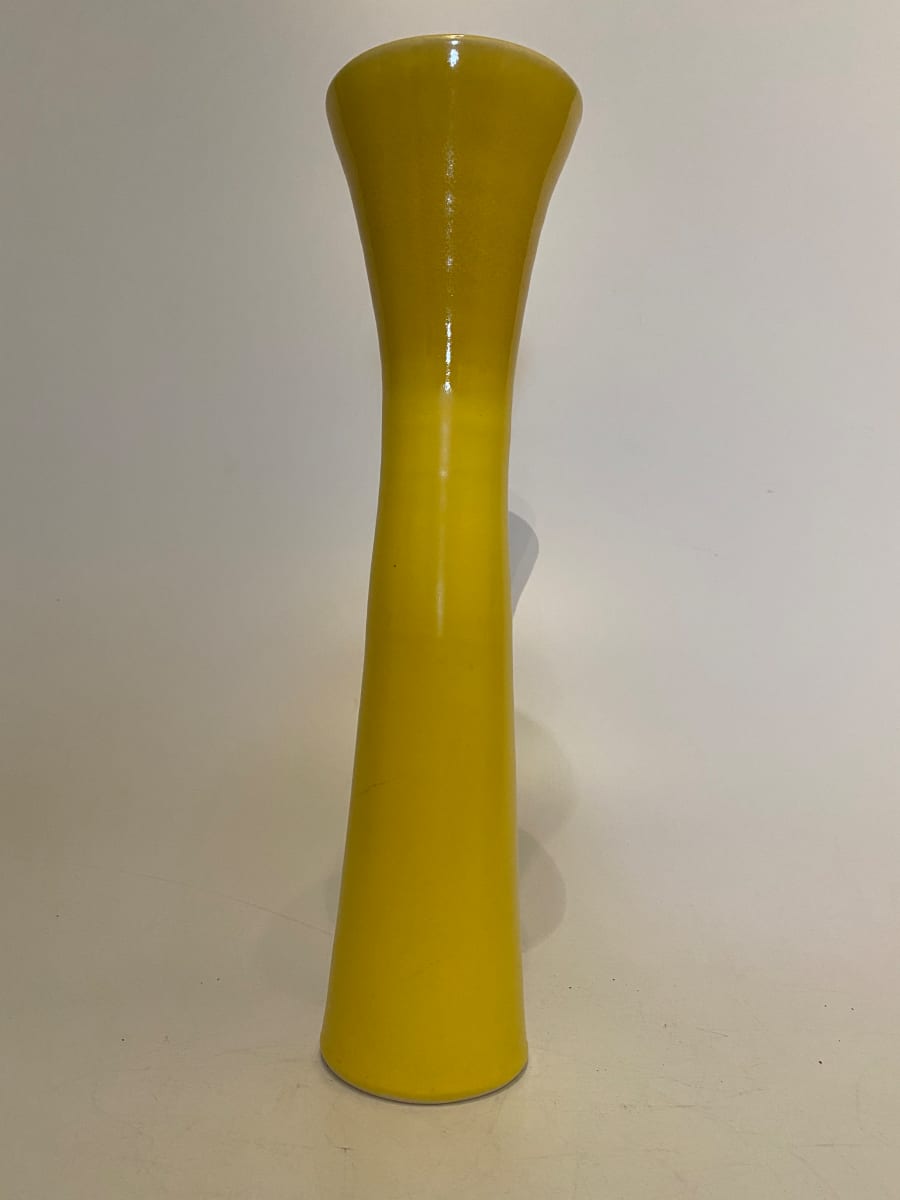 Tall, yellow ceramic ikebana vase 