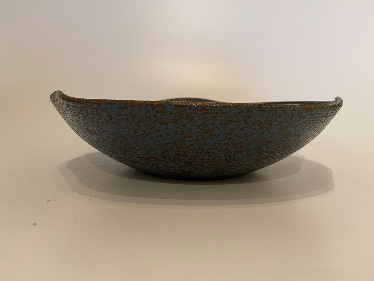 Blue textured ceramic ikebana vase 