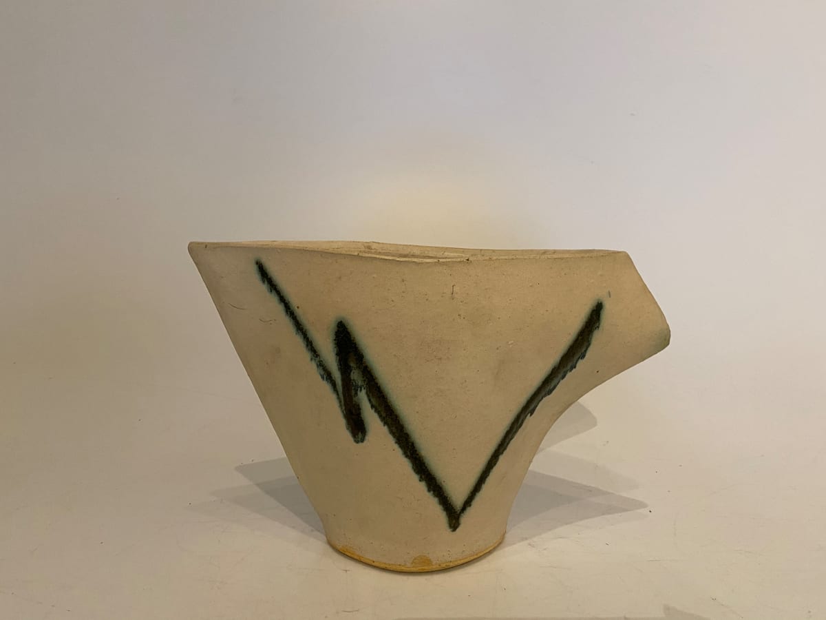 White and green ceramic ikebana vase 