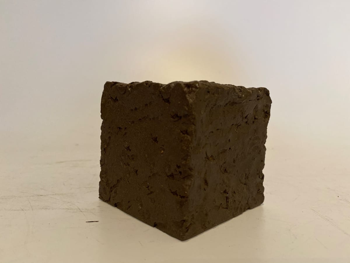 Small cube-shaped ceramic ikebana vase by Jody Saito 