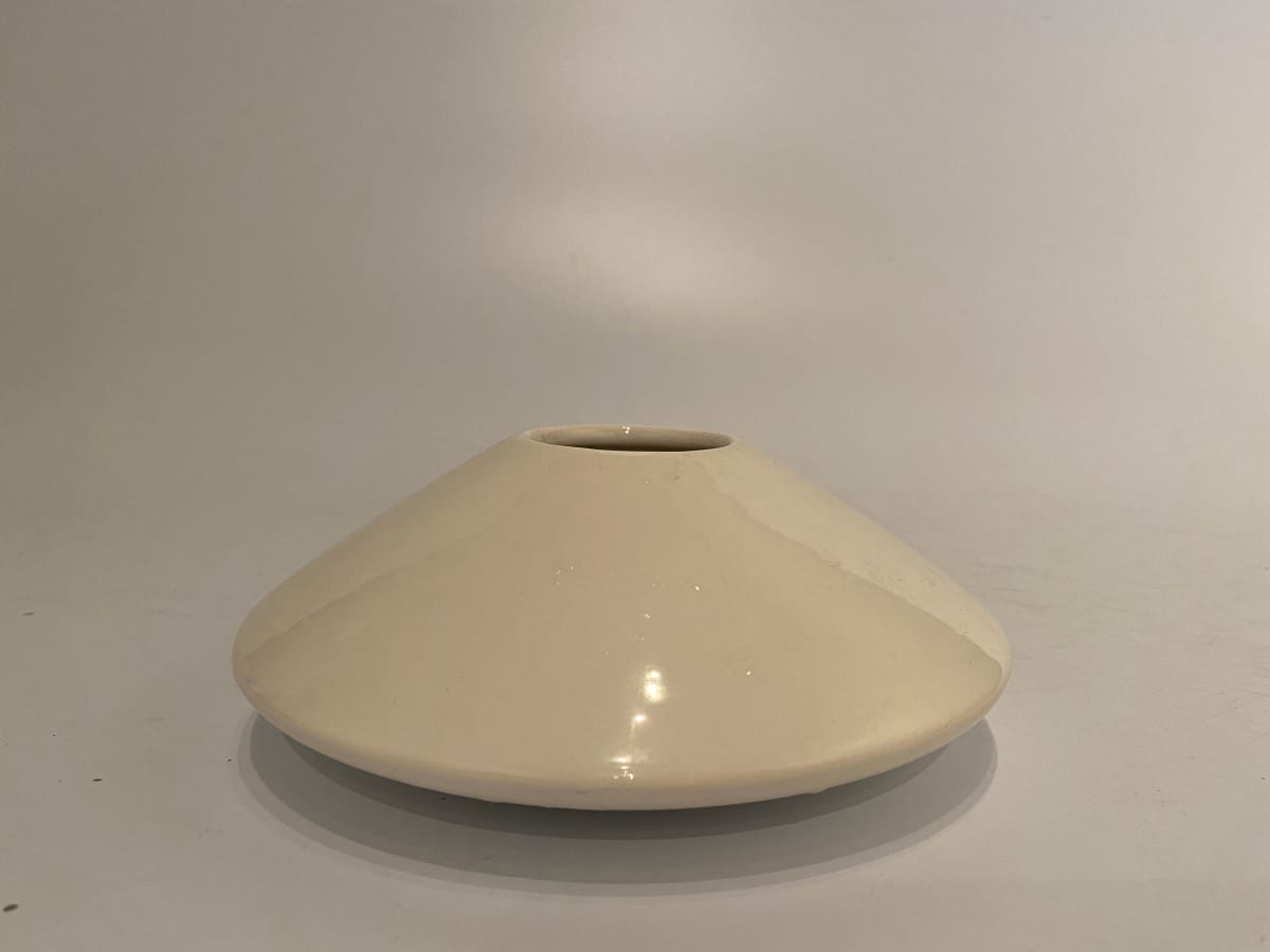 White, round ikebana vase from the collection of Yume Japanese Gardens of Tucson | Artwork Archive
