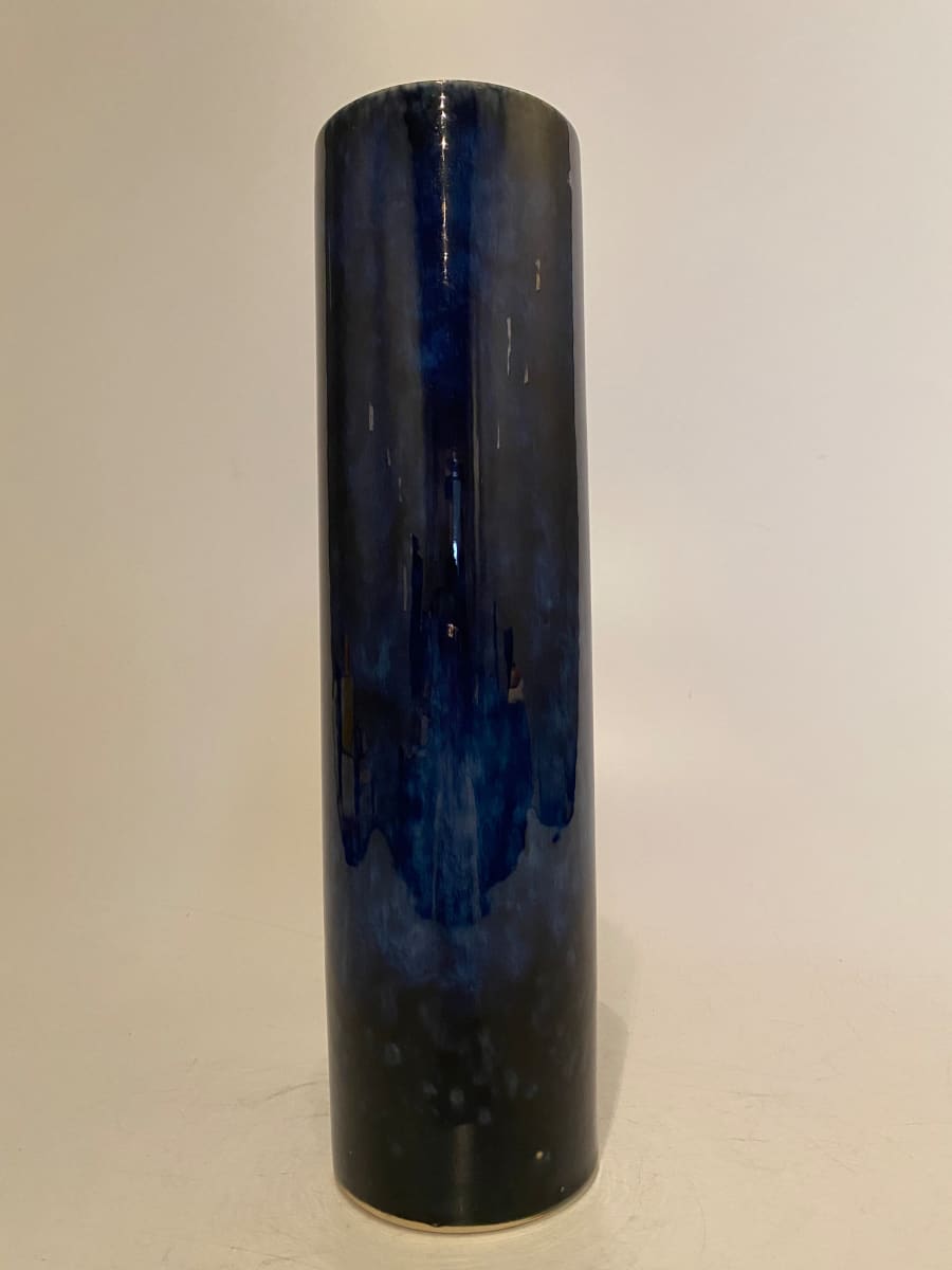 Blue tubular ikebana vase 