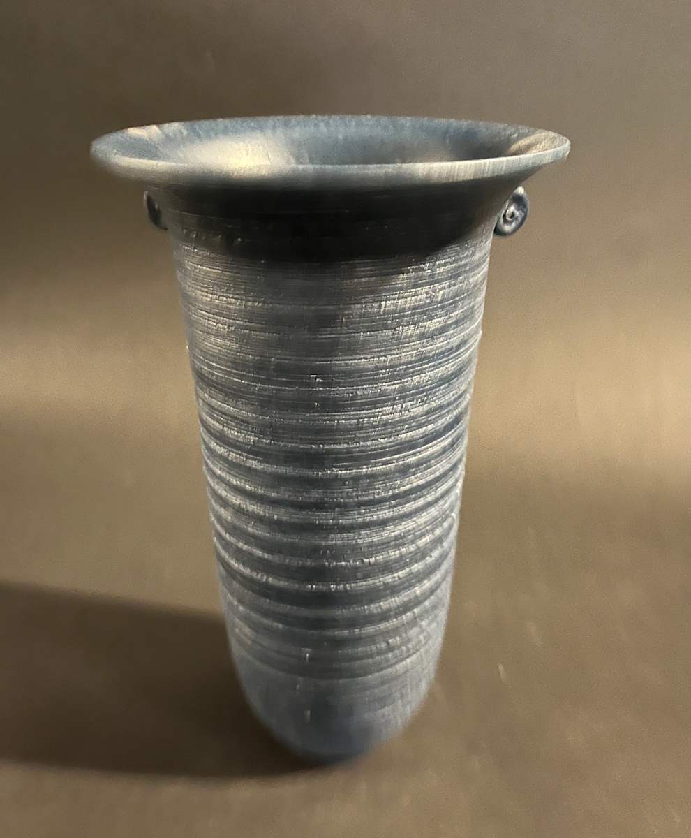 Tall blue ceramic ikebana vase 