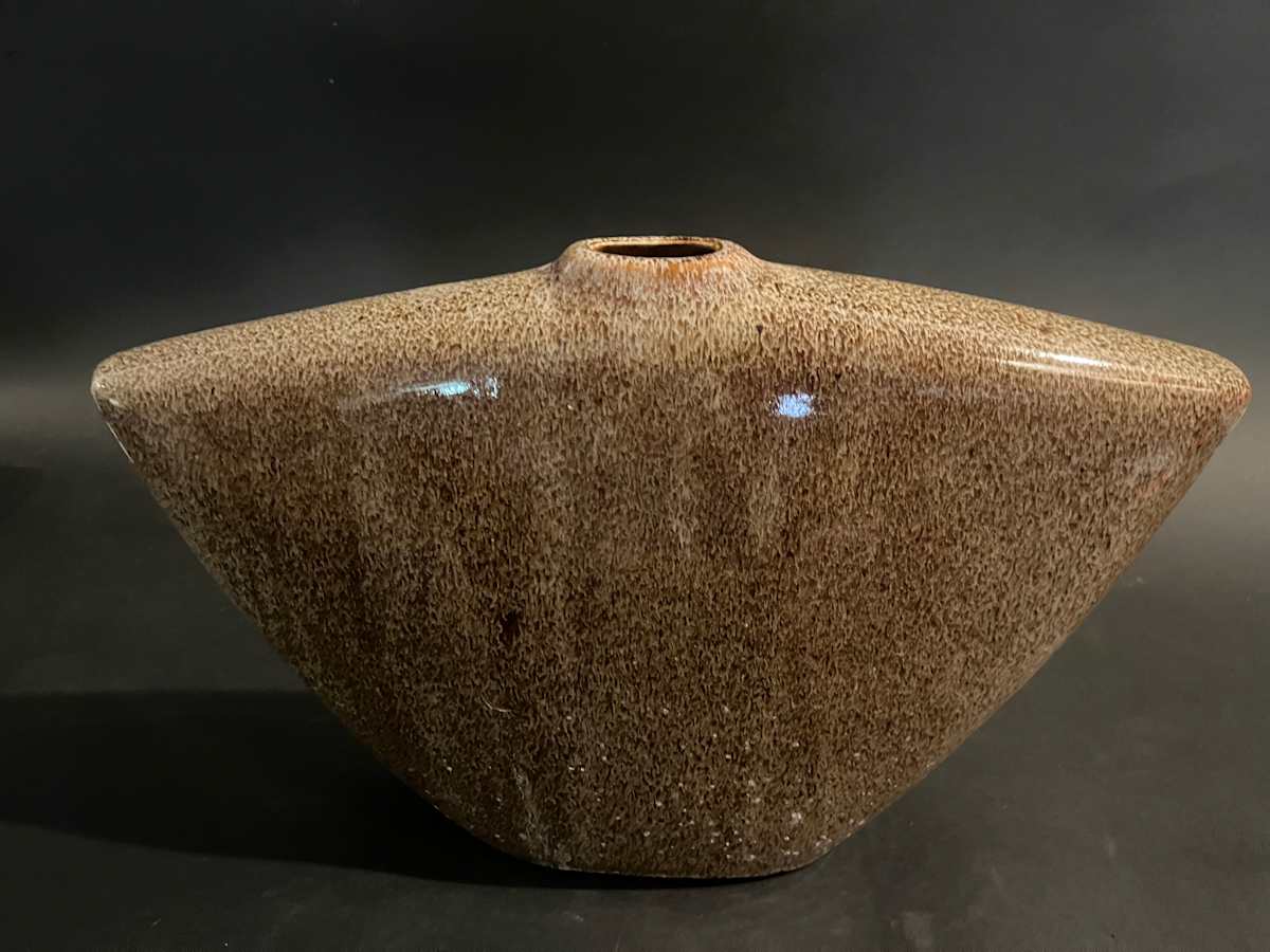Brown ceramic ikebana vase 