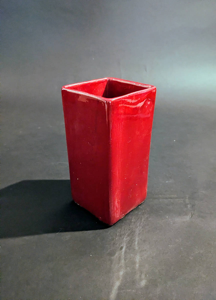 Small red ceramic ikebana vase 