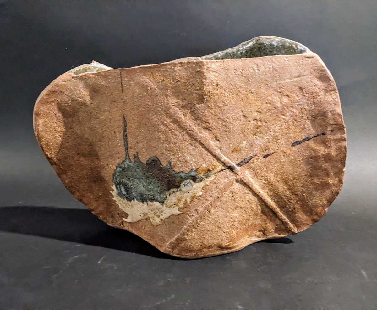 Slab-built ceramic ikebana vase 
