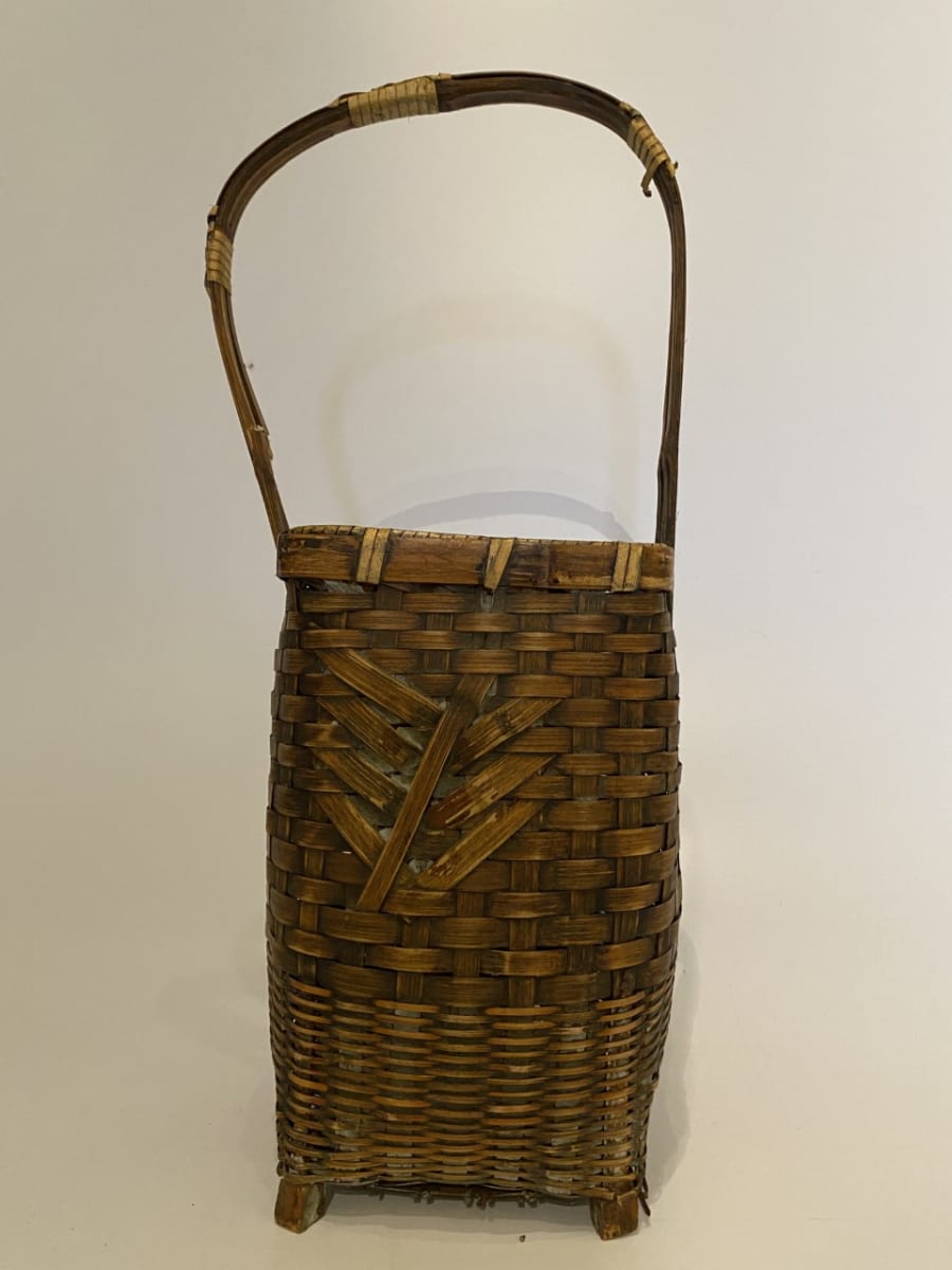 Tall Ikebana basket vase 