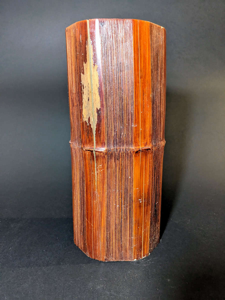 Large cylindrical bamboo ikebana vase 