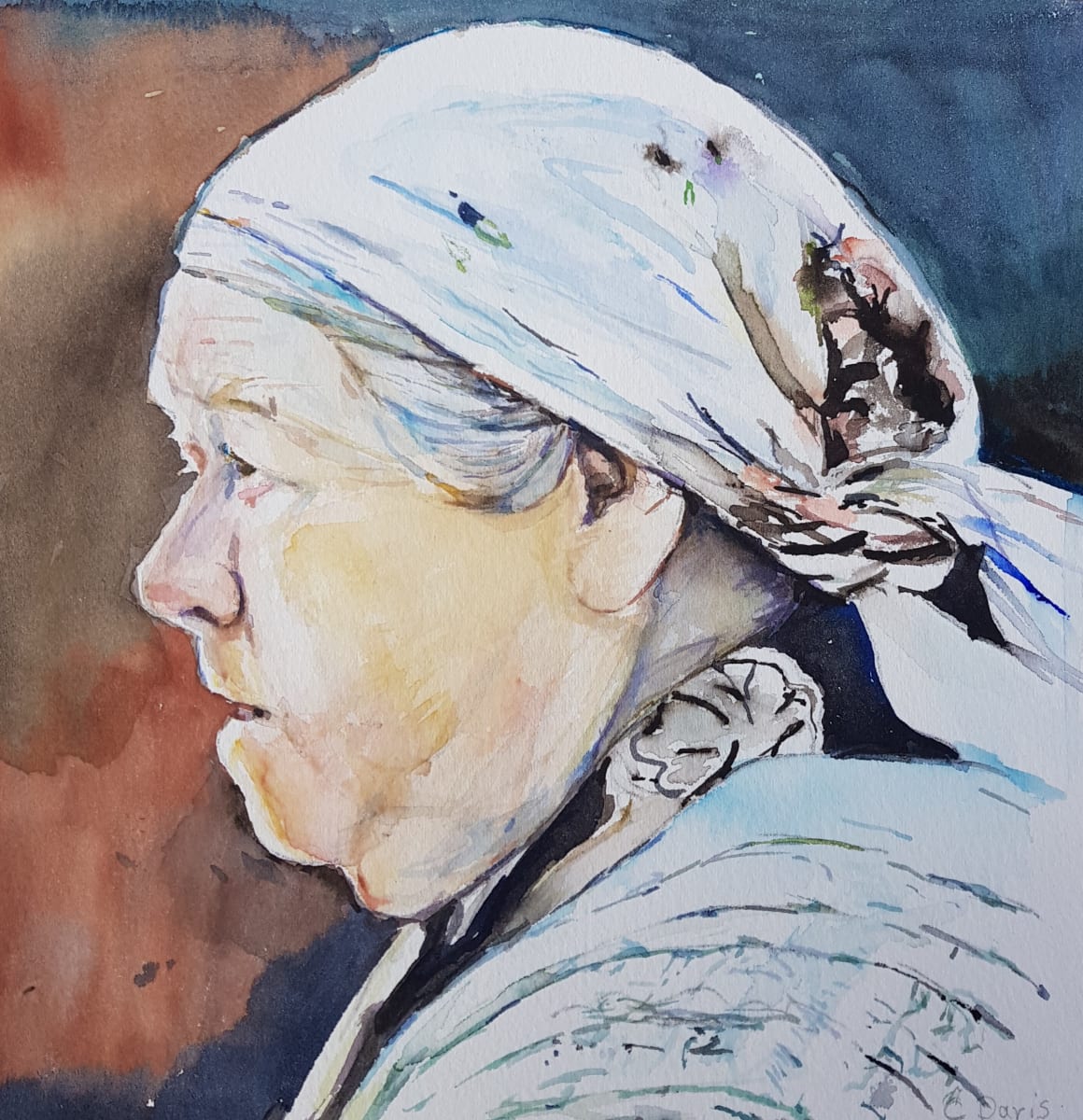 Woman in Headscarf by Christine Davis  Image: Woman in Headscarf