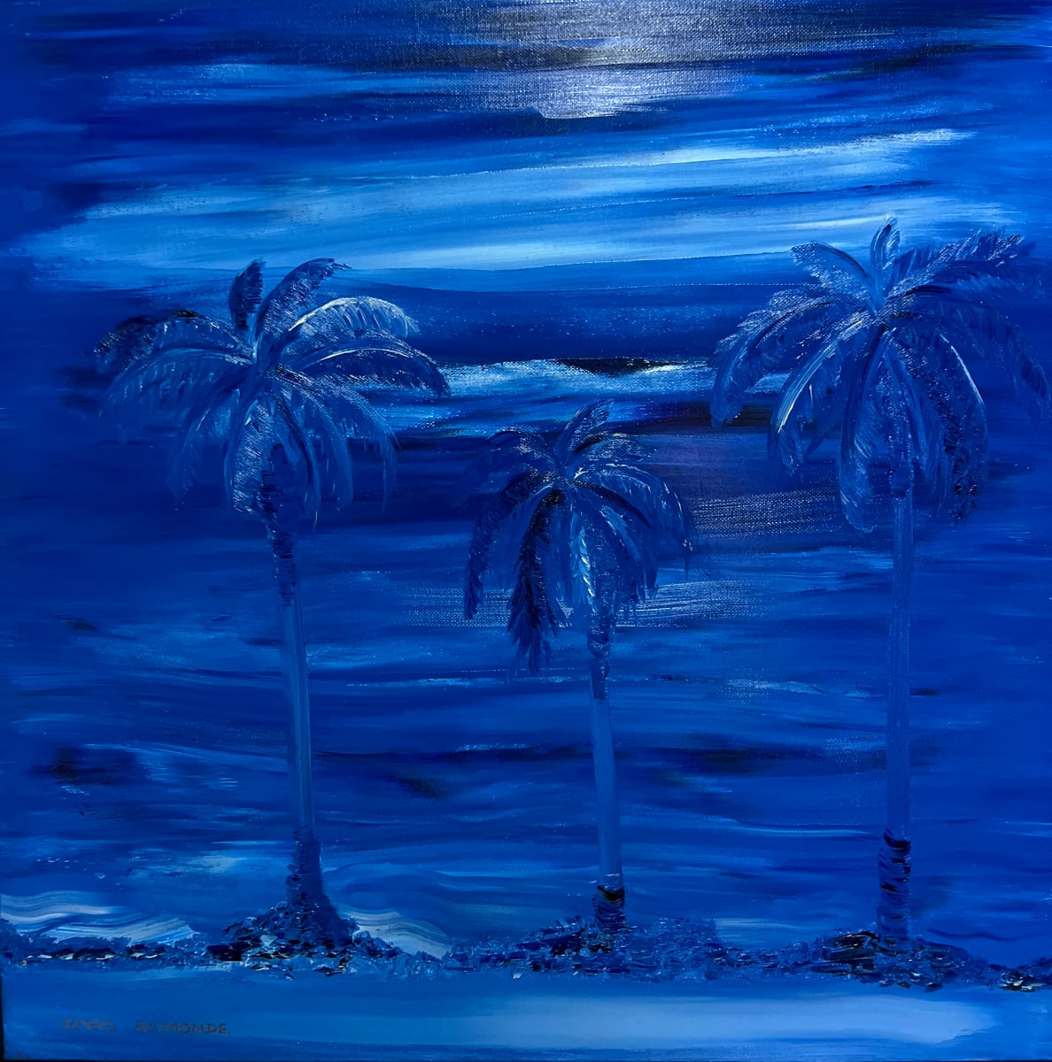 Palm trees at night by Carolina (Caro)  Ramonde  Image: Palm trees at Miami Beach