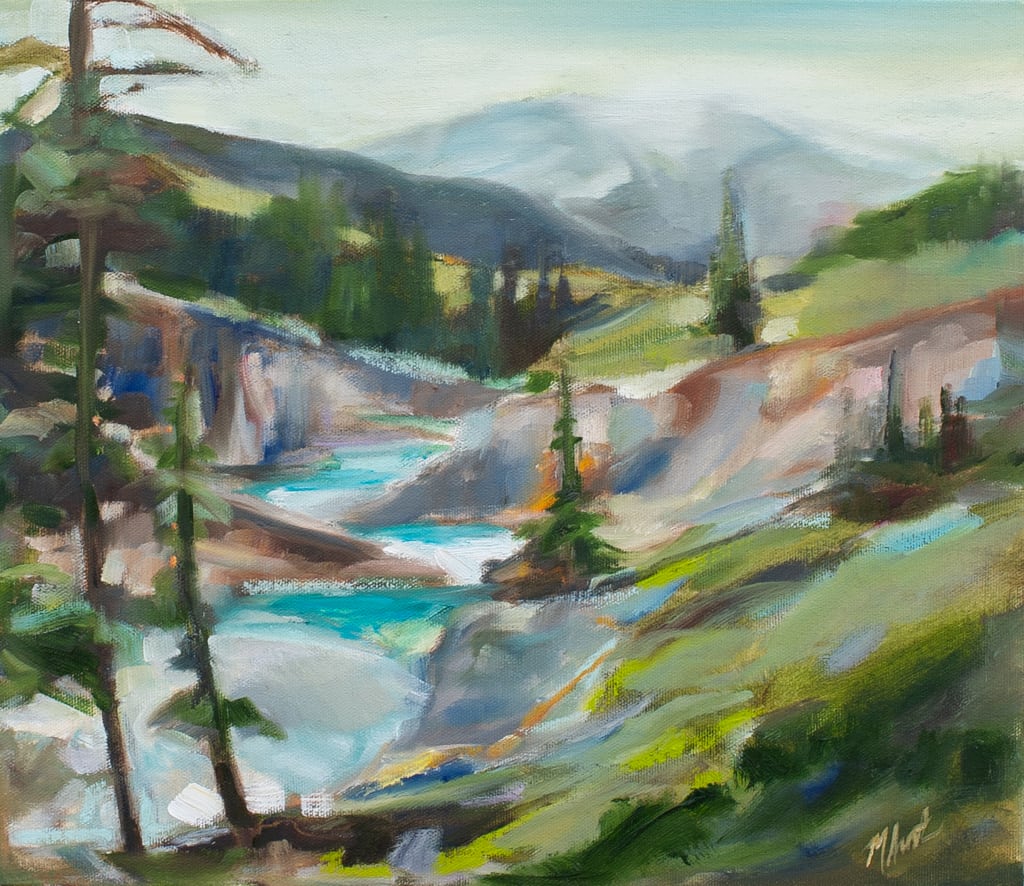 Winding river valley by Michelle Austen 