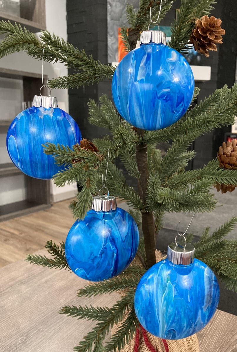 Holiday Ornament Disks - Blue, White & Silver by Helen Renfrew 