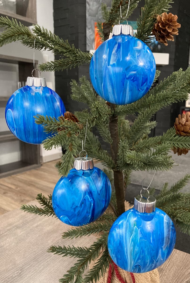 Holiday Ornament Disks - Blue, White & Silver 