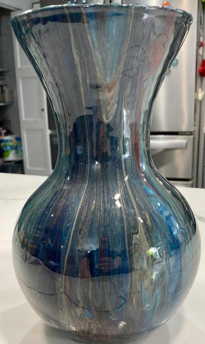 Vase - Blue & Bronze by Helen Renfrew, Image 3.